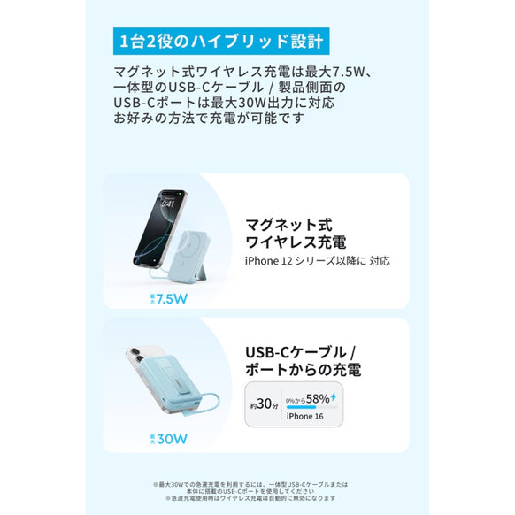 Anker Zolo Power Bank (10000mAh, MagGo, Built-In USB-Cケーブル)