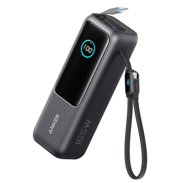 Anker Power Bank (25000mAh, Built-In & 巻取り式USB-Cケーブル)