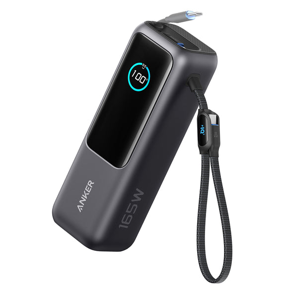 Anker Power Bank (25000mAh, Built-In & 巻取り式USB-Cケーブル)