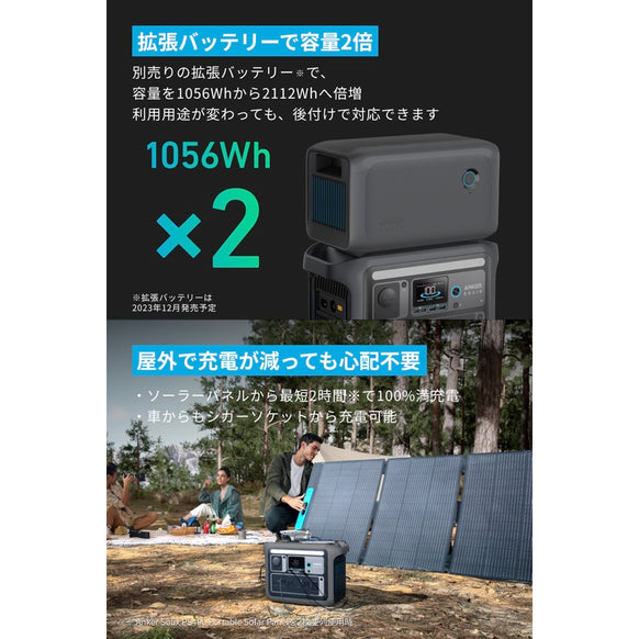Anker Solix C1000 Portable Power Station with Anker Solix PS200 Portable Solar Panel