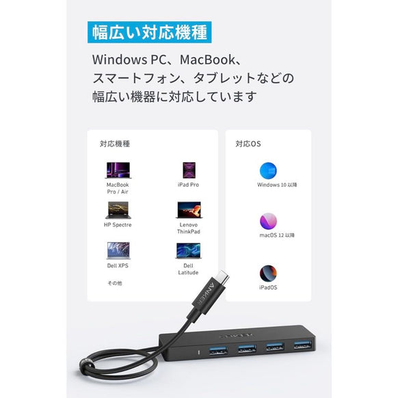 Anker USB-C データ ハブ (4-in-1, 5Gbps) 60cmケーブル