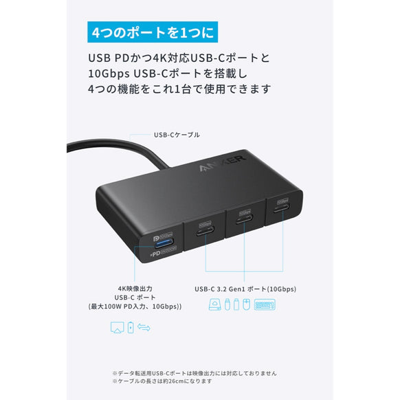 Anker USB-C ハブ (4-in-1, 10Gbps)
