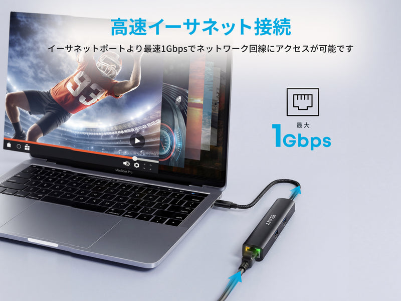 Anker USB-C ハブ (6-in-1, イーサネット) LE