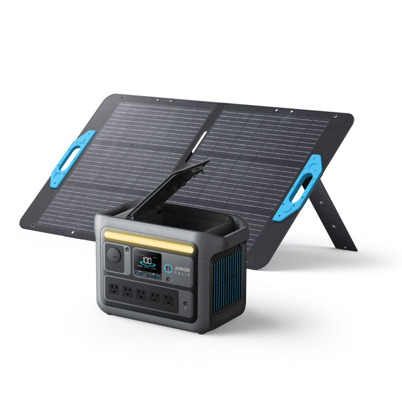 Anker Solix C800 Portable Power Station with Anker Solix PS100 Portable Solar Panel
