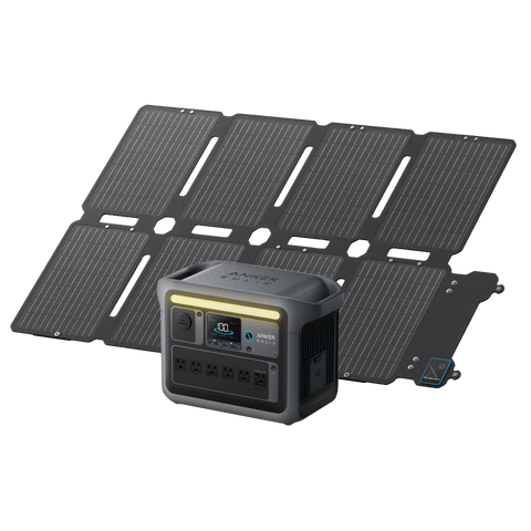 Anker Solix C1000 Portable Power Station with Anker Solix PS100 Compact Portable Solar Panel