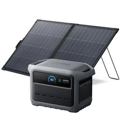 Anker Solix C1000 Gen 2 Portable Power Station ダークグレー with Anker Solix PS200 Dual Portable Solar Panel