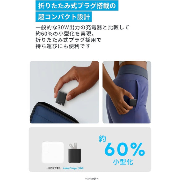 Anker Nano Charger (35W) with USB-C & USB-C ケーブル