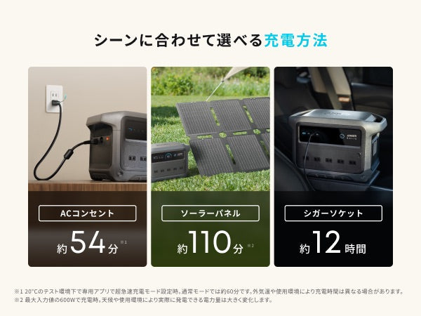 シーンに合わせて選べる充電方法