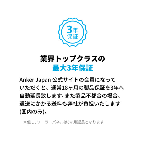 最大3年の長期保証付き