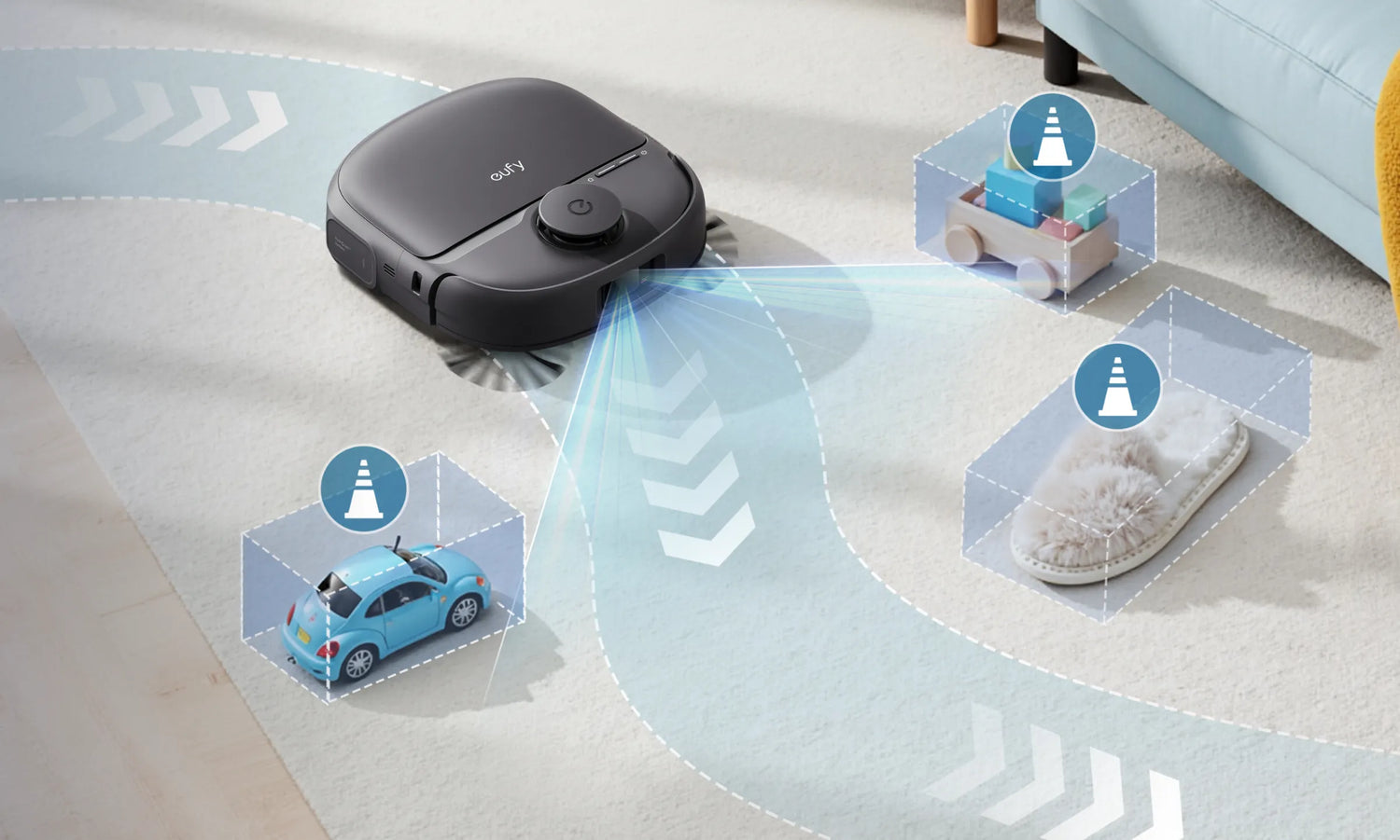 間取りも障害物も認識して、効率よく掃除