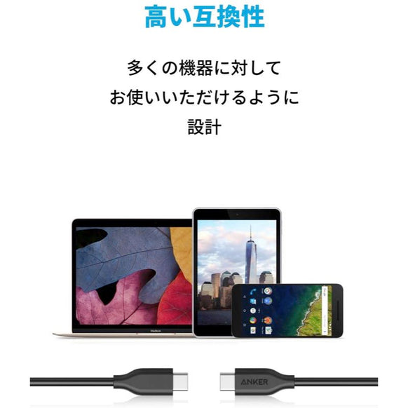 Anker PowerLine USB-C & USB-C ケーブル (USB3.0対応) 0.9m