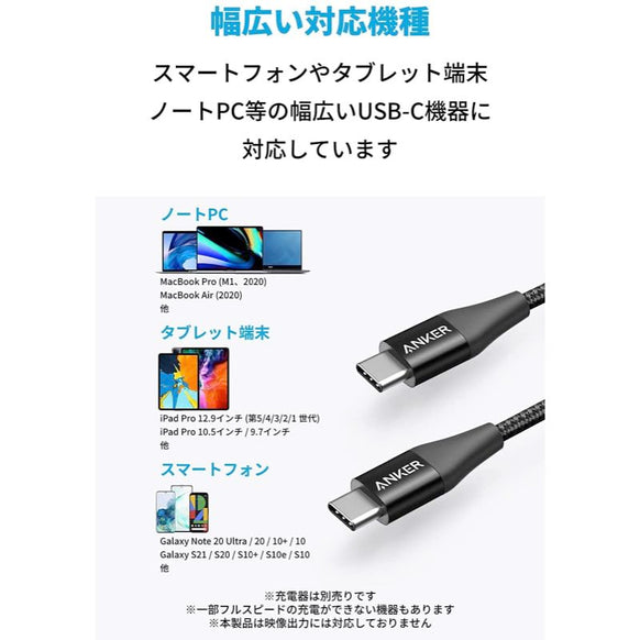 Anker PowerLine+ II USB-C & USB-C ケーブル 1.8m