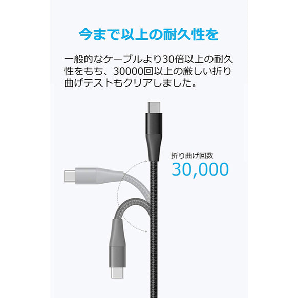 Anker PowerLine+ II USB-C & USB-A ケーブル (USB2.0対応) 1.8m