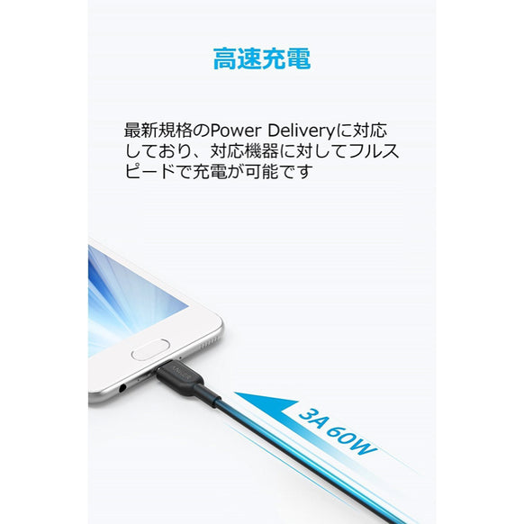 Anker PowerLine II USB-C & USB-C ケーブル (USB2.0対応) 1.8m