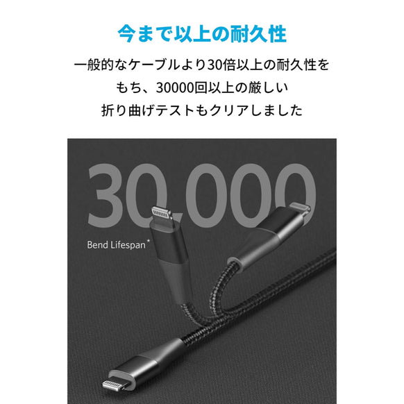 Anker PowerLine+ II USB-C ＆ ライトニング ケーブル 0.9m