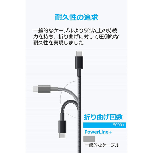 Anker 高耐久ナイロン USB-C & USB-A ケーブル (USB2.0対応) 0.9m 2本セット