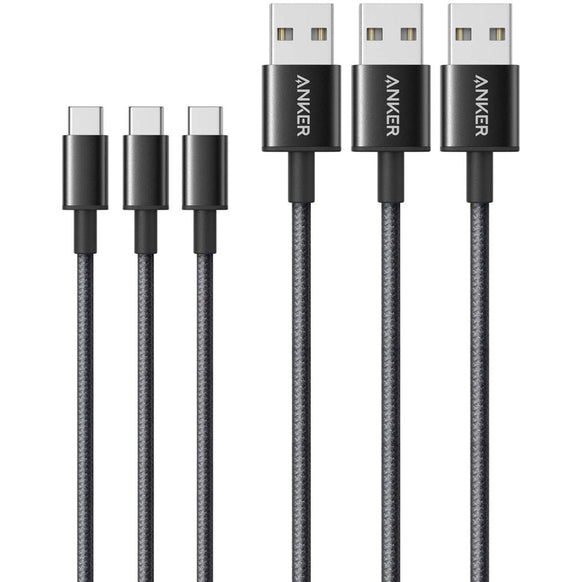 【3本セット】Anker 高耐久ナイロン USB-C & USB-A 2.0 ケーブル (1.8m)