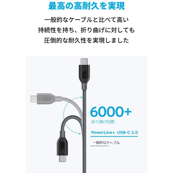 Anker PowerLine+ USB-C & USB-A ケーブル (USB2.0対応) 1.8m 3本セット