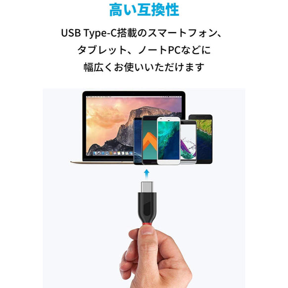 Anker PowerLine+ USB-C & USB-A ケーブル (USB2.0対応) 1.8m 3本セット