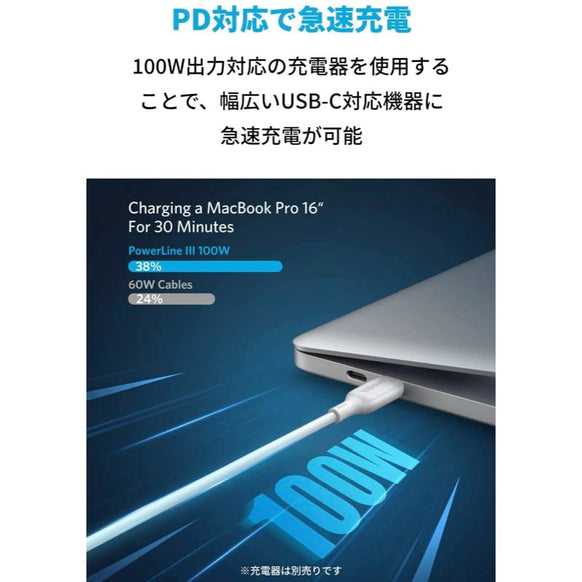 Anker PowerLine III USB-C & USB-C 2.0 100W ケーブル 1.8m 2本セット